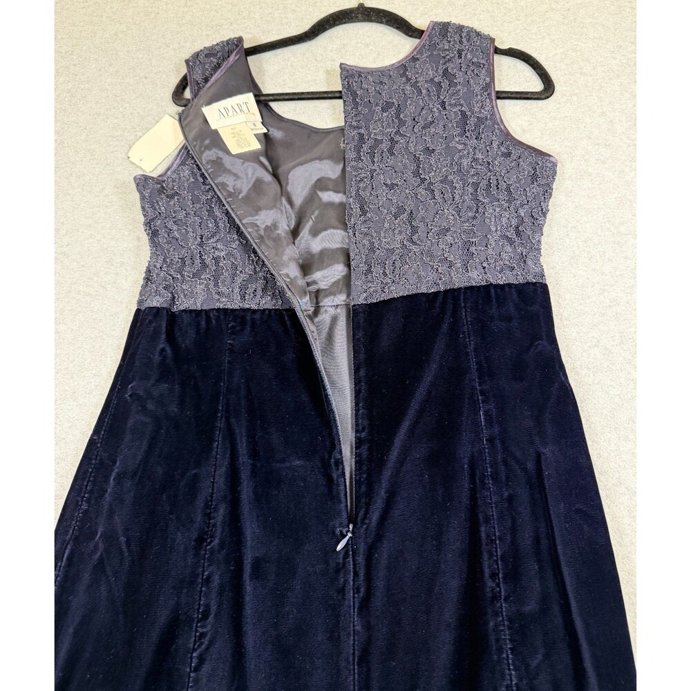Vtg Velvet Lace Dress Sz 8 Navy 90s Witchy Whimsigoth Apart Impressions‎ SKU146 - Picture 9 of 9